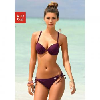 Buffalo Push-Up-Bikini, unifarben, mit geflochtenem Detail, Größe 34