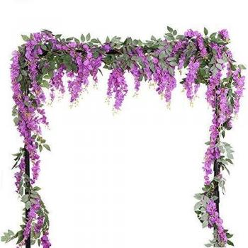LESHABAYER 5.6 Feet Artificial Silk Wisteria Hanging Flower Garland