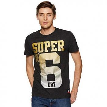 Superdry Herren SUPER NO 6 T-Shirt, Grau