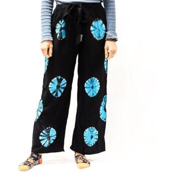Tie‑Dye Artisan Lounge Leggings – Black/Blue, L