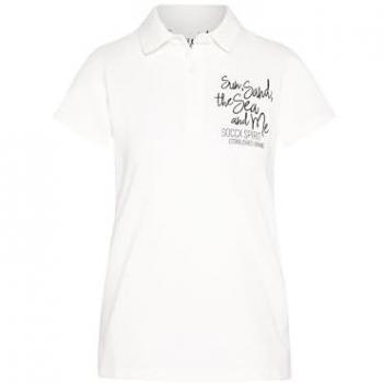 SOCCX Damen Polo-Shirt, weiß, Gr. XXL, Baumwolle, Rücken-Artwork