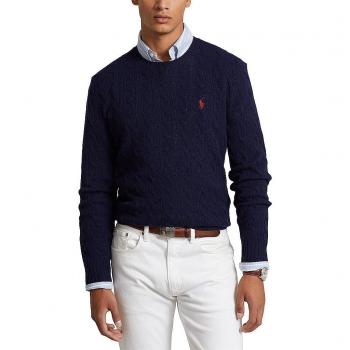Ralph Lauren Maglia Uomo Girocollo in Lana e Cachemire Colore Blu Taglia L