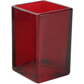 Versa Portacepillos Cristal Rojo (6,5 x 10 x 6,5 cm)