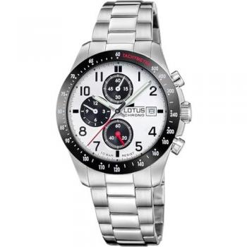 Reloj Cronógrafo Lotus 18994/3 Blanco con Correa de Acero Inoxidable 316L para Hombre