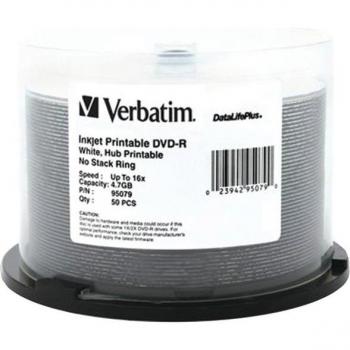 Verbatim DataLifePlus DVD-Rs, 4.7GB, Inkjet Printable, 50-ct Spindle