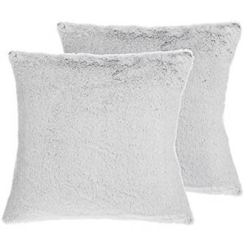 Coussin Duo Moderne Scandinave – Faux Fourrure Gris Clair 45 x45 cm