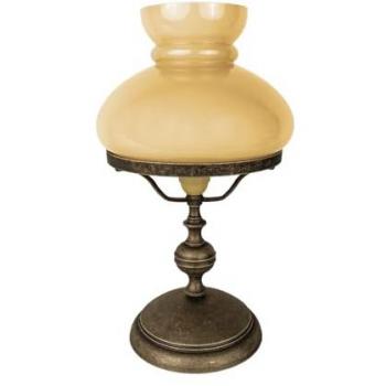 Vintage Tischleuchte mit cremefarbenem Glas
