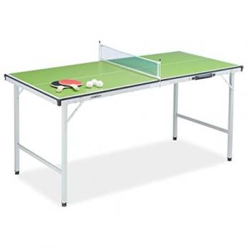 Relaxdays Table de ping‑pong compacte – filets, 2 raquettes, 3 balles – couleur verte – 70 x 70 x 150 cm