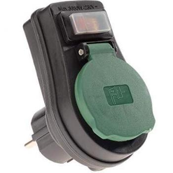 REV 0020190502 Außensteckdose mit Schalter, IP44, max. 3680W, schwarz