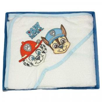 Accappatoio neonato Paw Patrol in spugna bianca e cielo