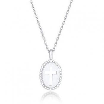 Elli Kette mit Anhänger »Halskette Anhänger Kreuz Cut Out Oval 925 Silber«