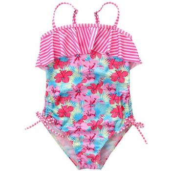 Bañador de una pieza con estampado de flores para niñas