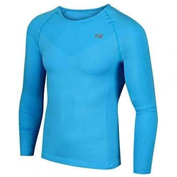 Camiseta Interior ZONE3 de Manga Larga para Hombre, Azul Turquesa, S