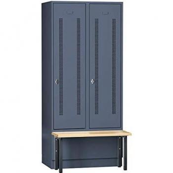 Armoire pour Vestiaire Wolf avec Banc Frontal et Portes en Tôle Perforée Raccourcies