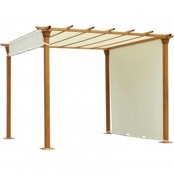Outsunny 3m X 3m Garden Outdoor Retractable Pergola Gazebo with Adjustable Canopy