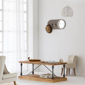 Garderobe aus Holz und Metall mit Spiegel