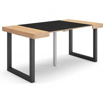 Tavolo consolle allungabile Skraut Home – 160x90x73 cm, stile moderno, per 8 persone, gambe in legno rovere e nero