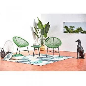 Acapulco : ensemble 2 fauteuils œuf + 1 table basse vert