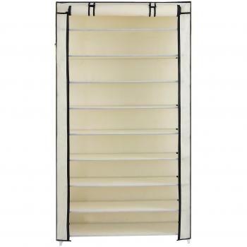 SONGMICS Organizador de Zapatos de 10 Niveles con Tapa Antipolvo, Capacidad para 40 Pares, Beige