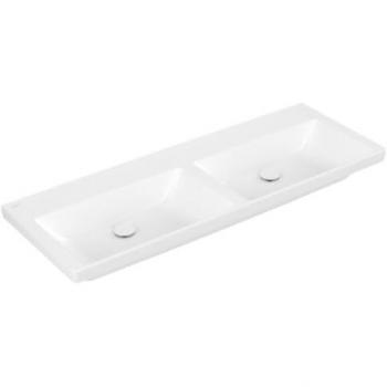 Villeroy et Boch Subway 3.0 Évier Double 130x47cm, Sans Trou pour Robinet, Sans Trop-Plein, Blanc Pierre C-plus