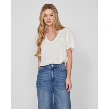 T-shirt Vila A Maniche Corte con Collo a V