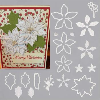 Poinsettia Petals Stamp and Die Set for Card Making
