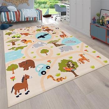 Teppich Kinderzimmer Bino 580, rechteckig, 4 mm, Motiv Straße & Autos, bunt