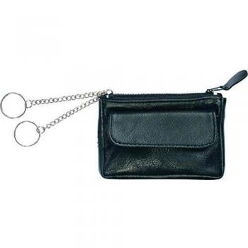 Etui porte-clés Alassio en cuir nappa, 2 anneaux à clés sur chaînes, 12 cm, Noir