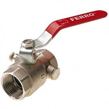 Inline 5/4 BSP Lever Ball Valve, Female Thread, Drain Port