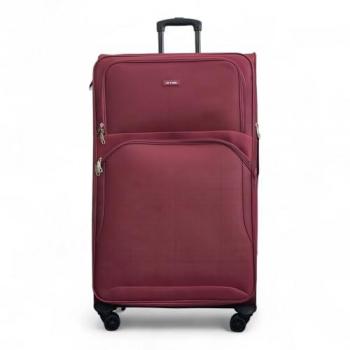 XL Infinity Leather Soft Roll‑Away Suitcase, 8 Wheels, Red