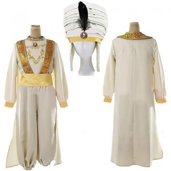 Costume de Prince Aladdin 3XL pour Adultes avec Plumes Blanches