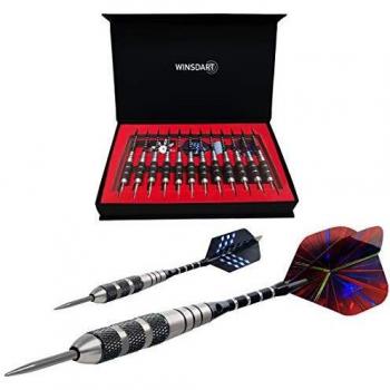 AISPARKY Classic Dart Set – 12×22g Steel Tips, Iron Barrel, Aluminum Shaft, 2 Flight Designs, Sharpening Tool, Gift Packaging