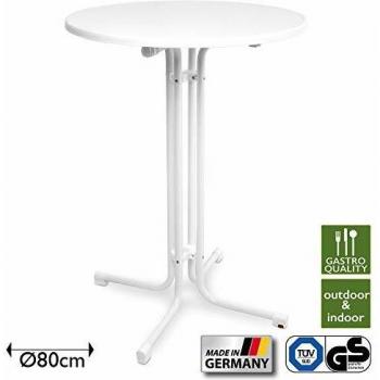 Beautissu Table haute pliante Ø 80 cm (blanche) – Idéale bistro & jardin