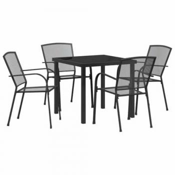 Chaiset de salle à manger pour terrasse, acier anthracite 5 pièces