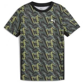Puma TAD ESS AOP Poli Tee B 128 per Bambini Maglia Sportiva Nero