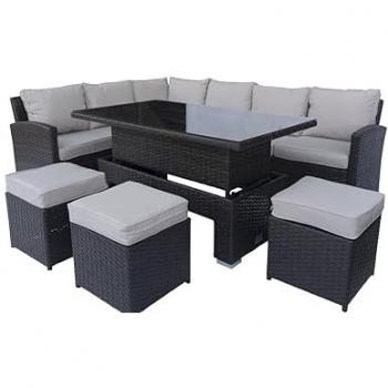 Luxury 7‑Piece Steel Patio Sofa Set with Built‑In Table, Dual Sofa Styles, and Cushion Support