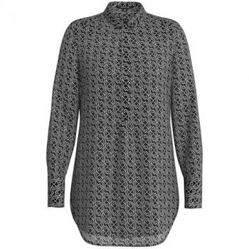 Graue Chiffonbluse mit Allover-Print für Damen Gr. 36