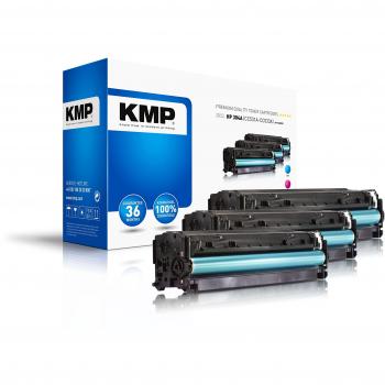 KMP H-T122 CMY Tonerkassette Kombi-Pack ersetzt HP 304A, CC531A, CC532A, CC533A Cyan, Magenta, Gelb