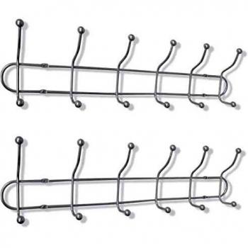 VidaXL Appendiabiti Muro in Metallo con 12 Ganci 2x