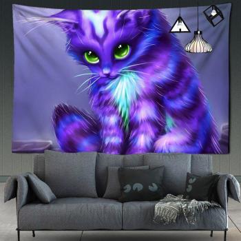 Purple Cat Wall Decor Tapestry