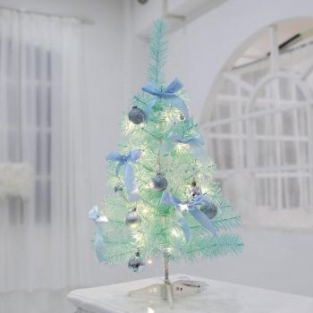 Árbol Festivo Azul 60 cm con Adornos Rosados