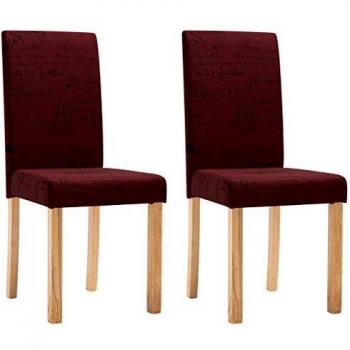 Chaises rembourrées salle à manger, 2 pièces, polyester bordeaux – vidaXL