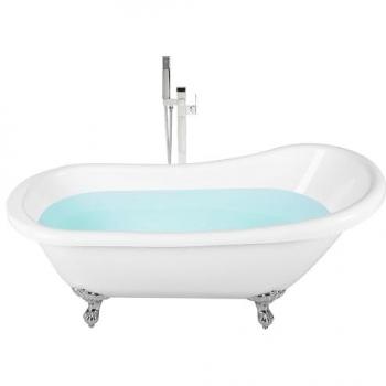 Beliani Caymón: Bañera Independiente 153×77 cm, Blanco/Plateado