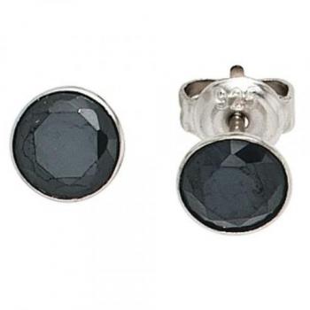 Jobo Ohrstecker Damen 925 Sterling Silber rhodiniert 2 Zirkonia schwarz