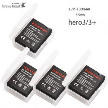 Batterie Pro GoPro Hero 3 avec Chargeur Type‑C et Housse de Stockage