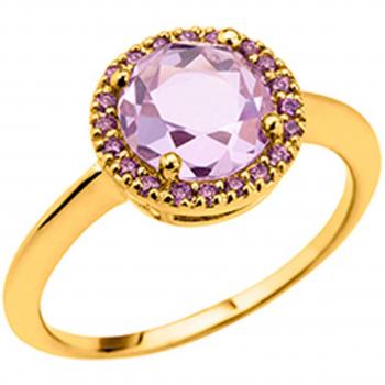 Elegant Purple 'Sissi' Gold Ring 54