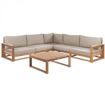 Canapé de Jardin d'Angle 5 Places en Acacia Certifié avec Table Basse