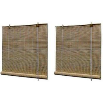 Bamboo Roller Blinds 2 pcs 120x160 cm Natural Vidaxl
