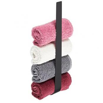 Wall-Mounted Towel Storage Rail, 36 cm, Black Stainless Steel, Self-Adhesive