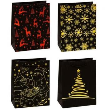 Premium Geschenktaschen Weihnachten 12 Stück 18,0 x 23,0 cm